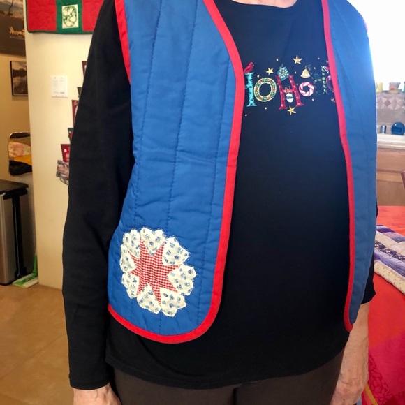 BOHO CHIC Vintage Hand Quilted Stars & Hearts Vest - Picture 3 of 6